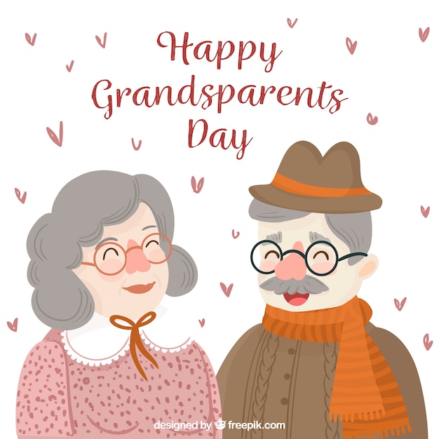 Background of lovely grandparents in vintage style | Free Vector