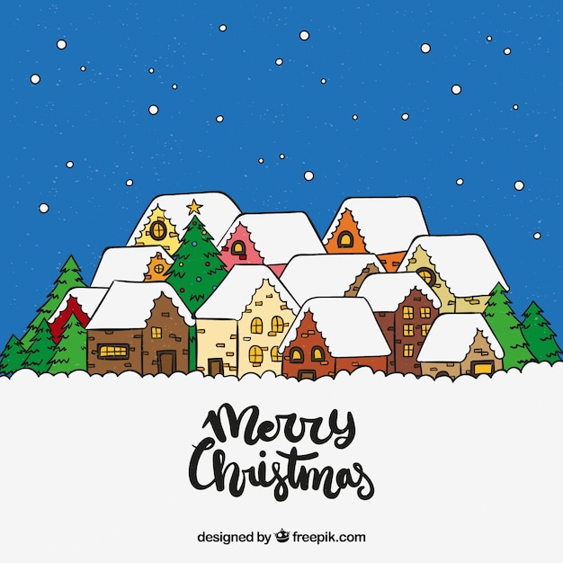 Download Background Of Nice Snowy Christmas Village Free Vector PSD Mockup Templates