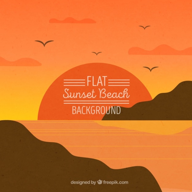 Background of a sunset, flat style