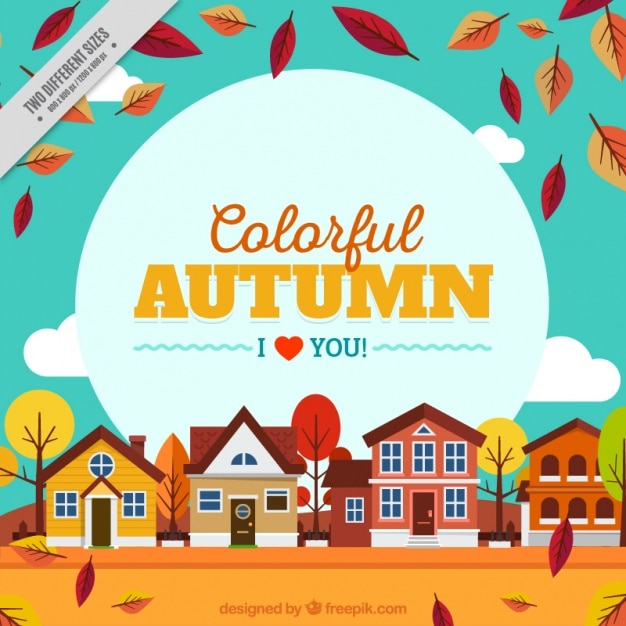 Background of autumnl landscape with
houses