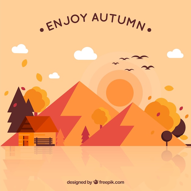 Background of beautiful autumnal mountain
landscape