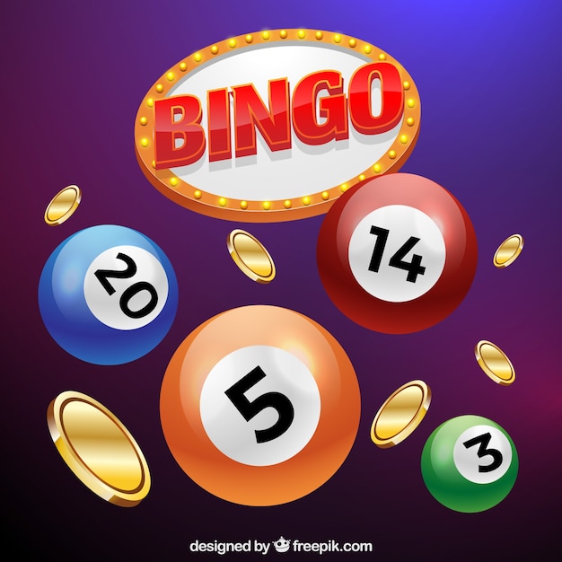 Background of bingo balls with coins Vector | Free Download