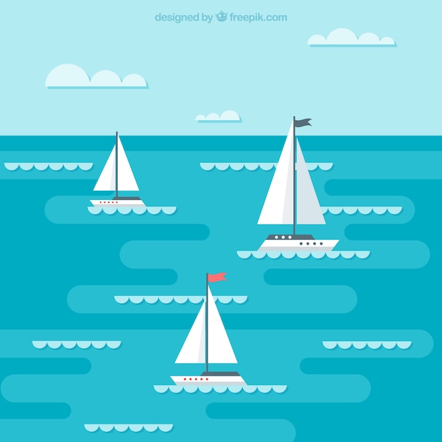 Background of boats sailing in flat
design