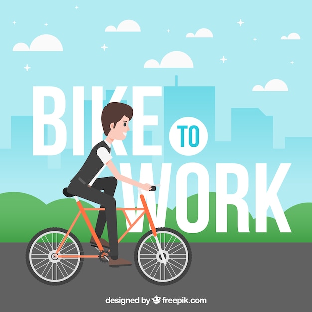 Background of boy on bicycle to work