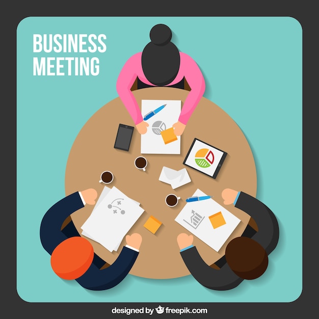 Background of business meeting in flat\
design