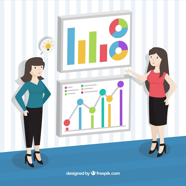 Background of business women with\
statistics