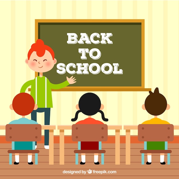 Background of children in class with
blackboard