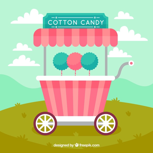 Background of cotton candy cart in a landscape