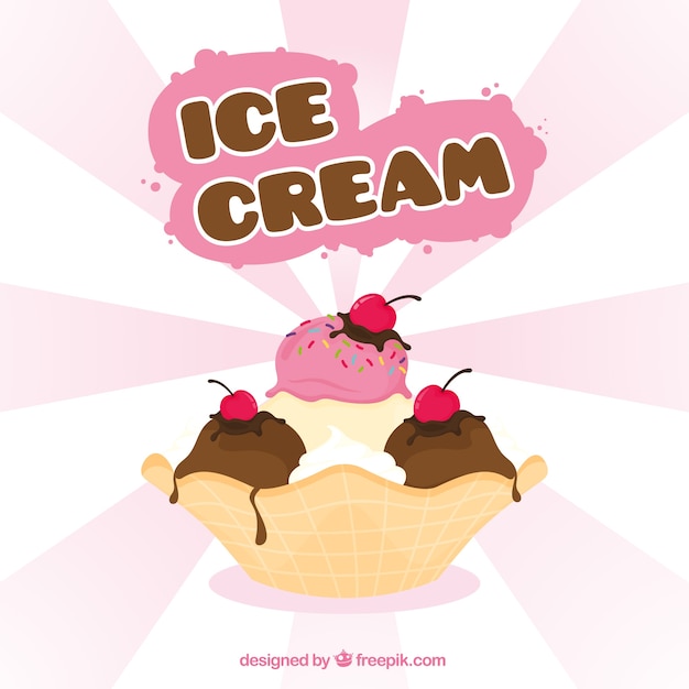 Background of delicious dessert with ice
cream