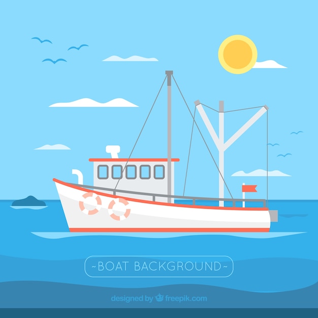 Background of fishing boat sailing