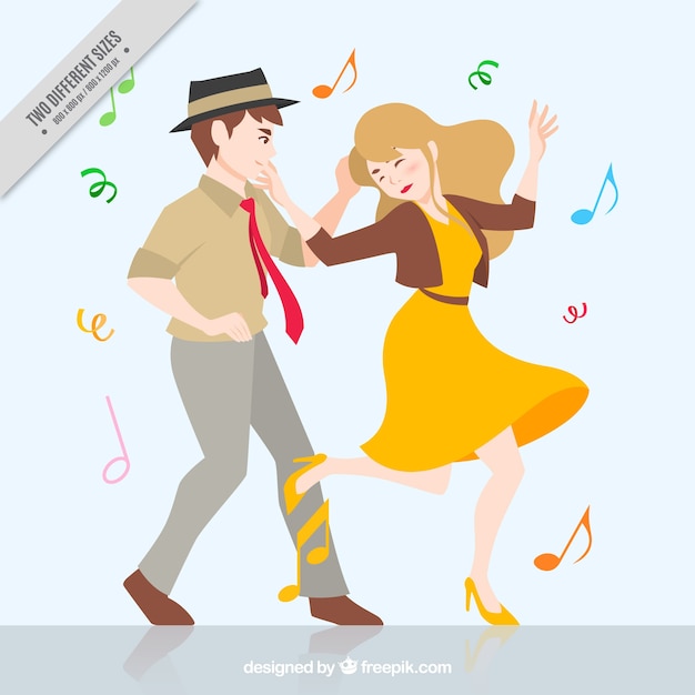 Background of funny couple dancing