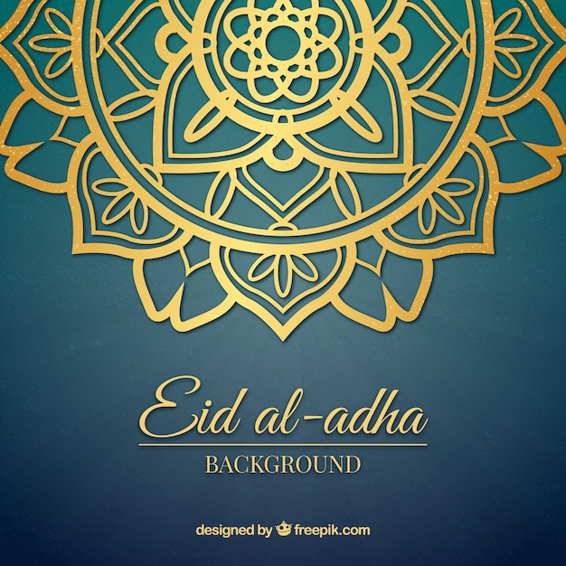 Background of golden ornamental shape of eid al-adha 