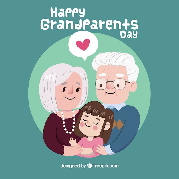 Background of grandparents with their cute granddaughter