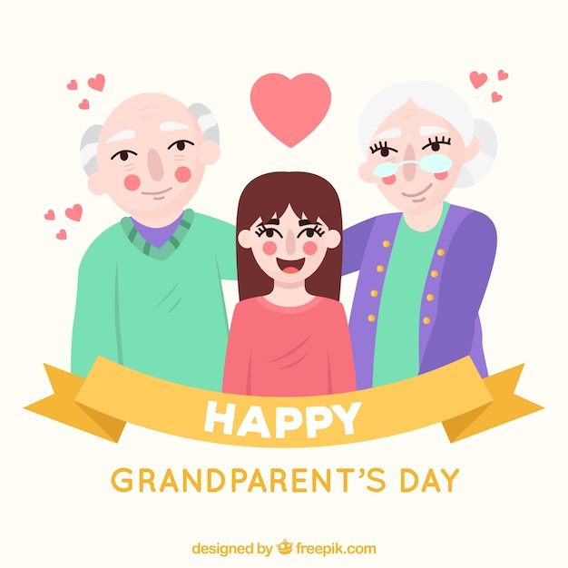 Background of grandparents with their granddaughter