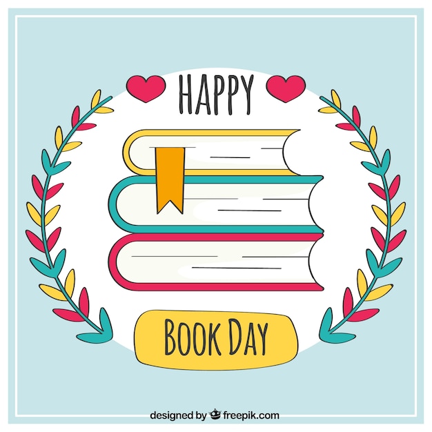 Background of happy book day with floral detail Vector | Free Download