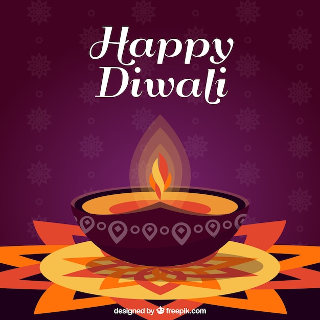 Background of happy decorative diwali with candle