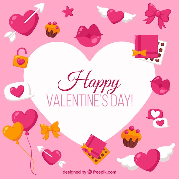 Background of happy valentine with love
elements