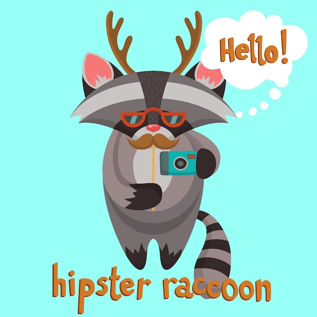 Background of hipster raccoon