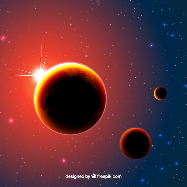 Background of illuminated planets