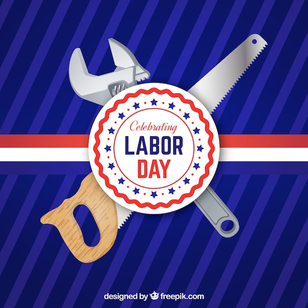 Background of labor day logo with tools