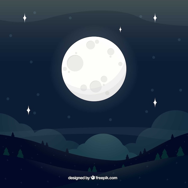 Background of landscape with full moon
