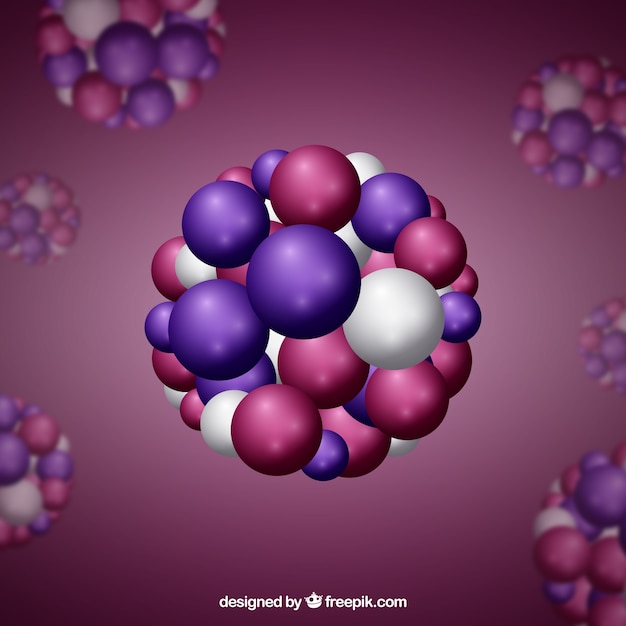 Background of molecules in purple tones