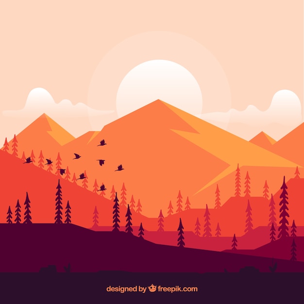 Background of mountains at sunset Vector | Free Download