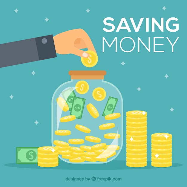 Background of person saving money Free Vector