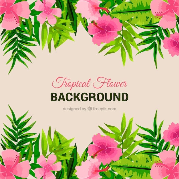 Background of pink flowers and leaves