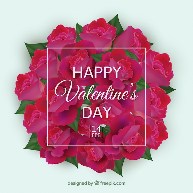 Background of realistic valentine\'s\
roses