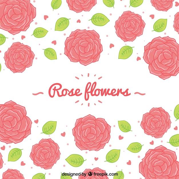 Background of roses and hearts