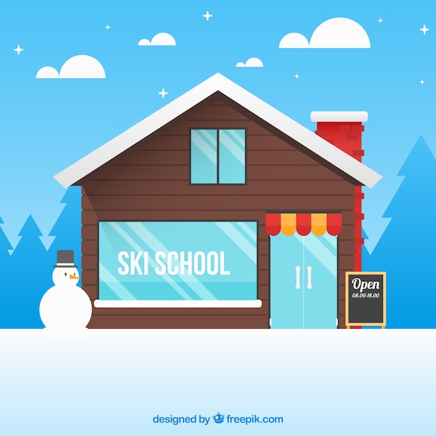 Background Of Ski School Cabin In Flat Design Stock Images Page