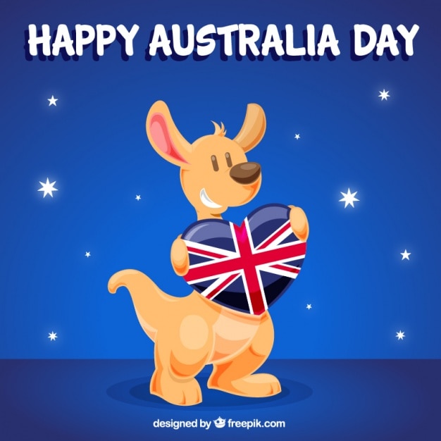 Background of smiling kangaroo to celebrate australia day ...