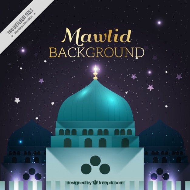 Background of the prophet mahoma with mosque Free Vector