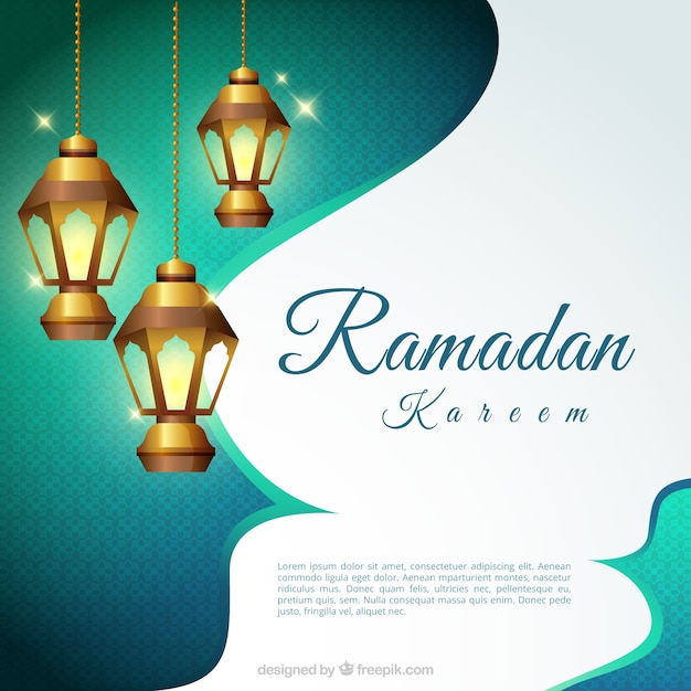 Premium Vector Background Of Ramadan Kareem With Lanterns Lit