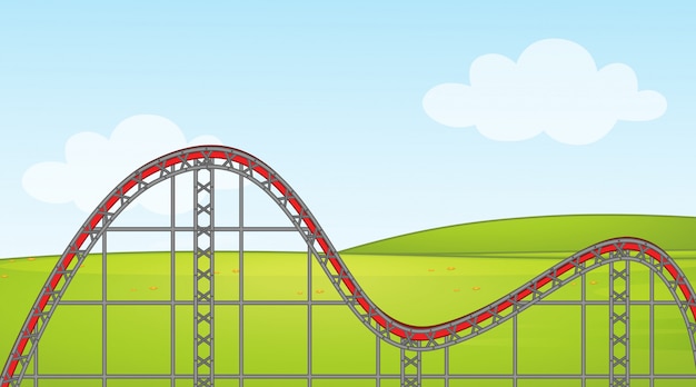 Free Vector | Background scene with empty roller coaster track in the park