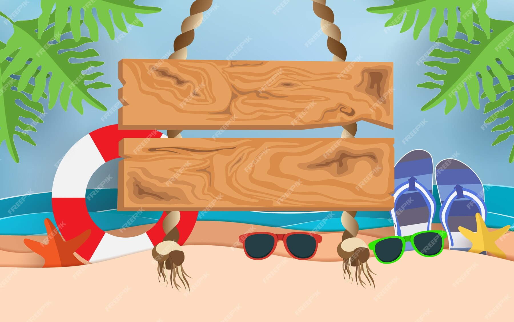 Premium Vector | Background summer on the beach