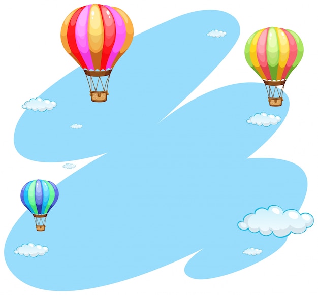 Background template with three balloons in\
sky
