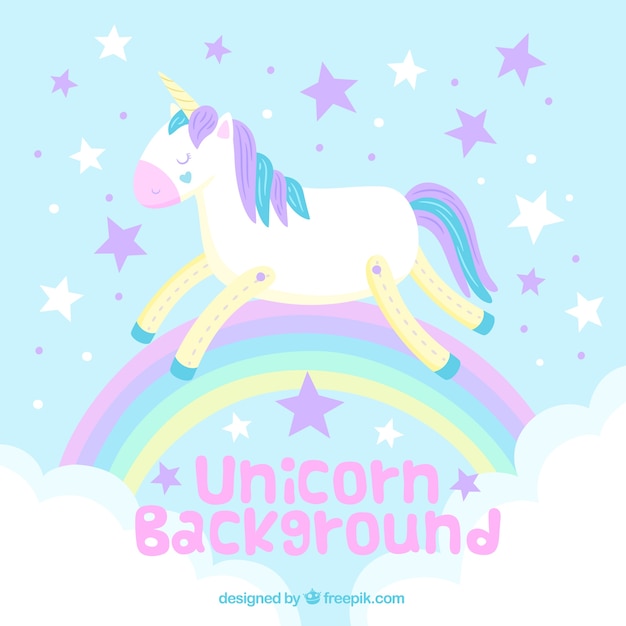 Background Of Unicorn And Rainbow In Pastel Colors Free Vector