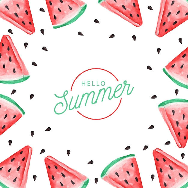 Download Background of watercolor watermelon. hello summer ...