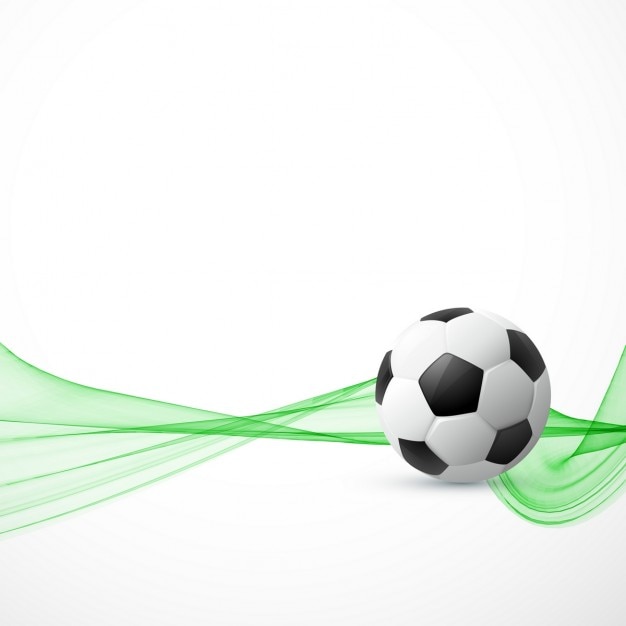Background with a soccer ball and abstract\
green shapes