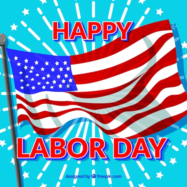 Background with american flag of happy labor day