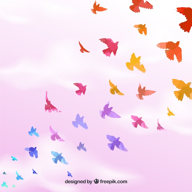 Background with beautiful flat birds