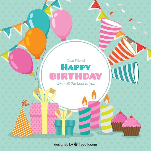 Free Vector | Background with birthday decoration