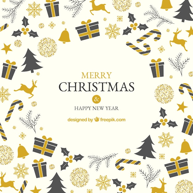 Background with black and golden christmas\
elements
