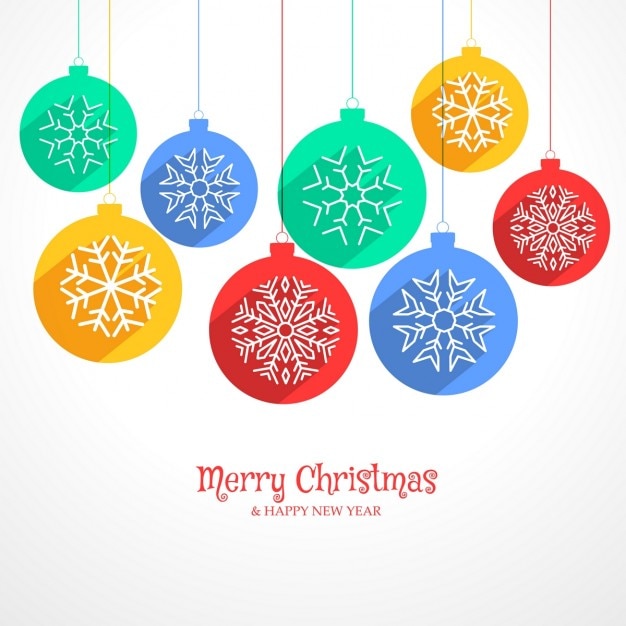 Background with christmas balls and different\
snowflakes