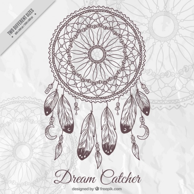 Background With A Decorative Hand Drawn Dream Catcher Free Vector