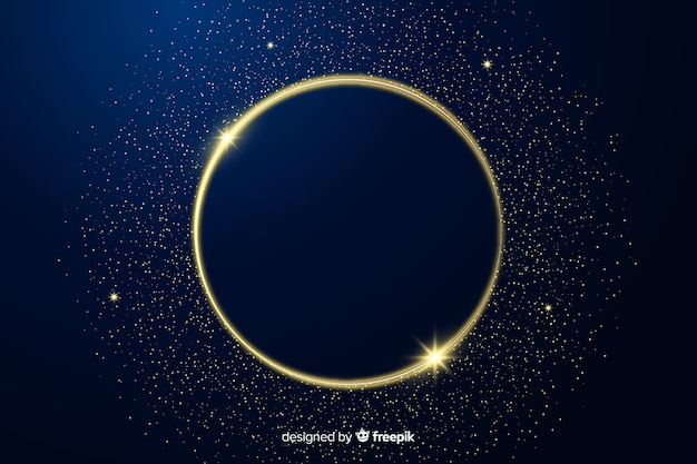 Background with golden sparkling frame Free Vector