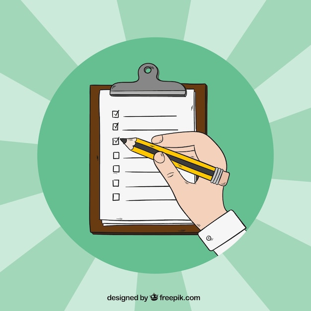 background-with-hand-filling-out-a-form-free-vector