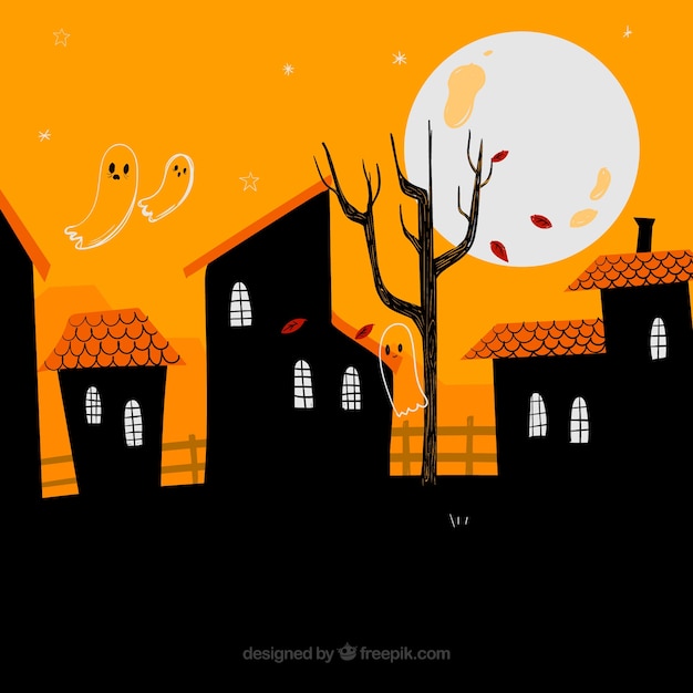 Free Vector | Background with haunted house